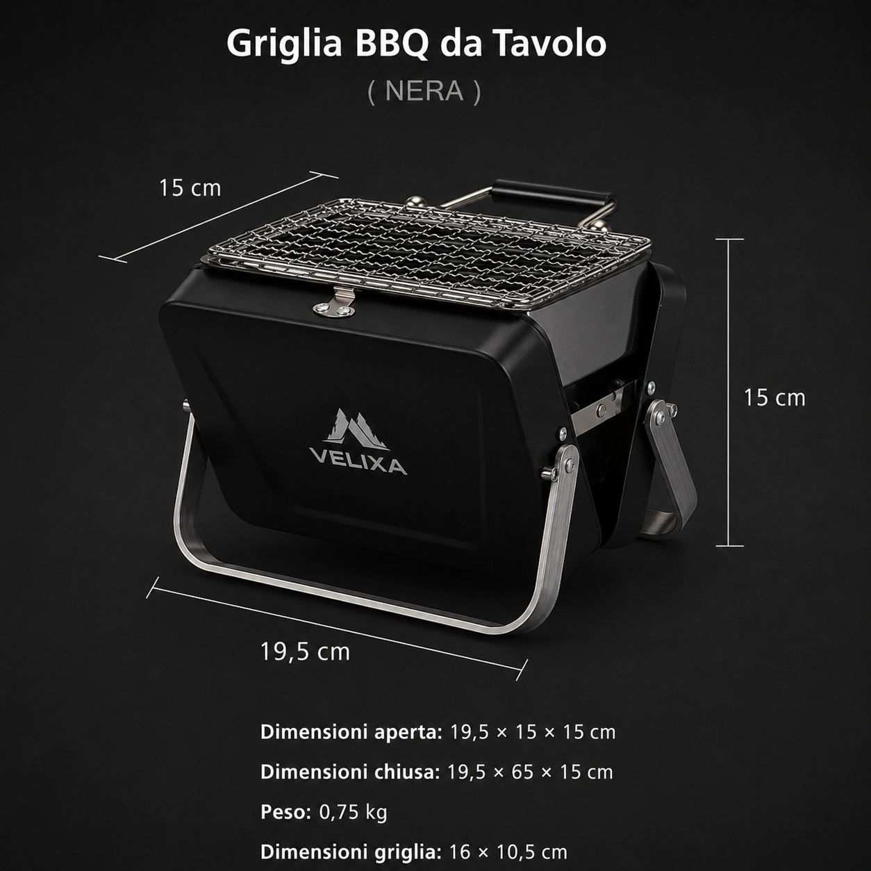 Mini barbecue portatile pieghevole per esterni